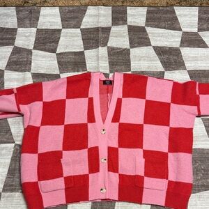 Dressed in LALA Vibrant Red and Pink Cardigan